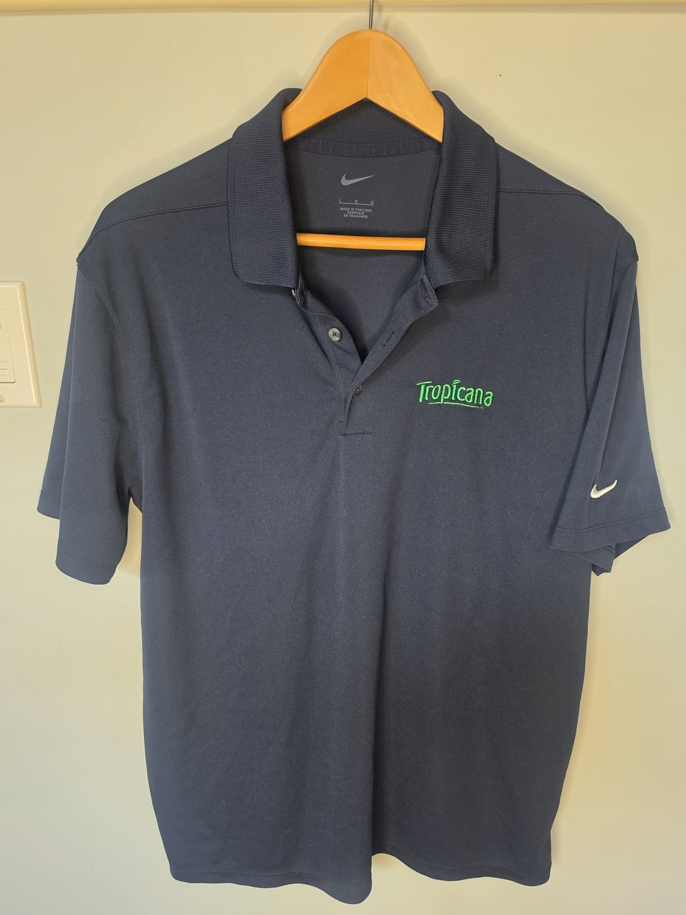Nike Tropicana Embroidered Logo Navy Performance Polo Shirt Men's Large